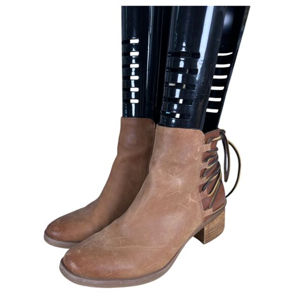 Korks Kork-Ease Belaya Cognac Brown Leather Lace Up Ankle Booties Size 6 - Picture 2 of 7